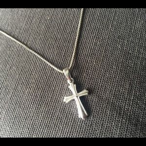 925 Silver Cross Necklace New
